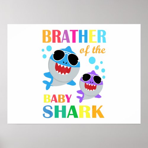 Brother Of The Baby Shark Birthday Kids Gifts Poster