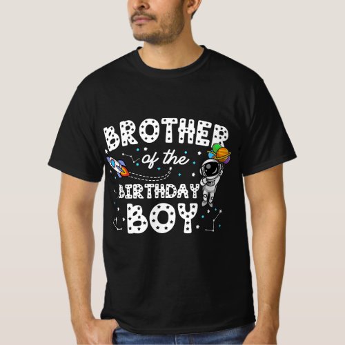 Brother of the Birthday Astronaut Boy Space Theme  T_Shirt