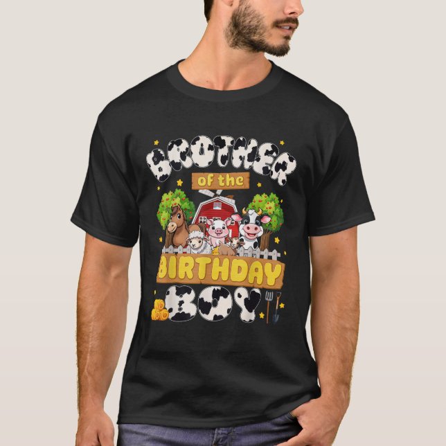 Brother Of The Birthday Boy Farm Family Matching P T-Shirt (Front)