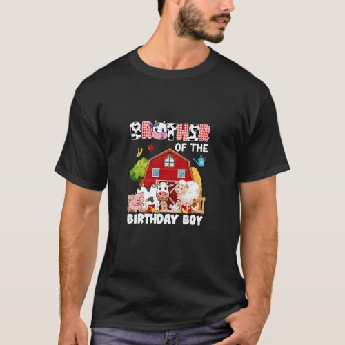 Brother Of The Birthday Boy Farming Cow Family Mat T_Shirt