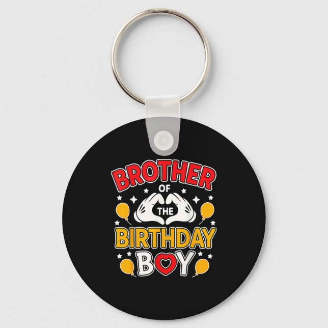 Brother Of The Birthday Boy For Matching Family Pa Keychain (Front)