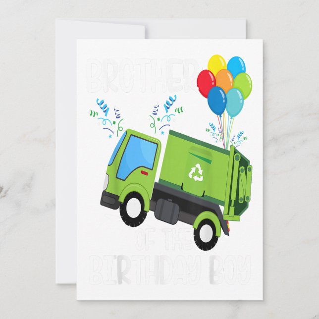 Brother Of The Birthday Boy Garbage Truck Gift Announcement (Front)