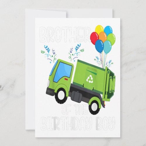 Brother Of The Birthday Boy Garbage Truck Gift Holiday Card