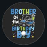 Brother Of The Birthday Boy Golf Themed Matching P Classic Round Sticker<br><div class="desc">Brother Of The Birthday Boy Golf Themed Matching Party</div>