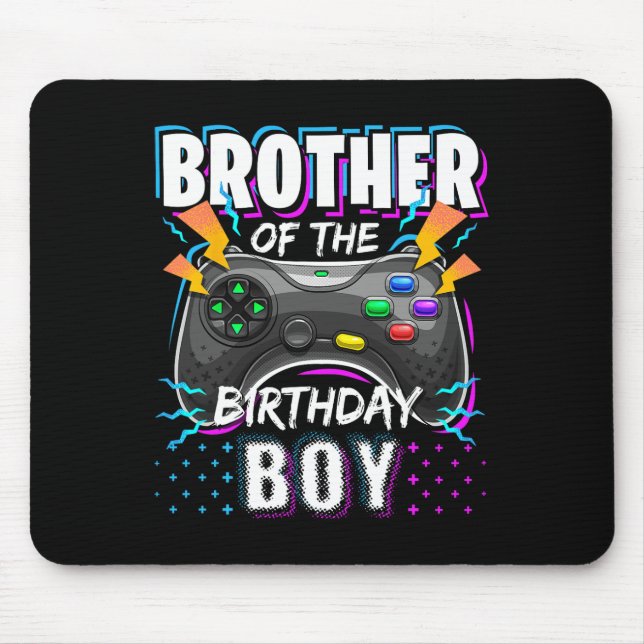 Brother Of The Birthday Boy Matching Video Game Bi Mouse Pad (Front)