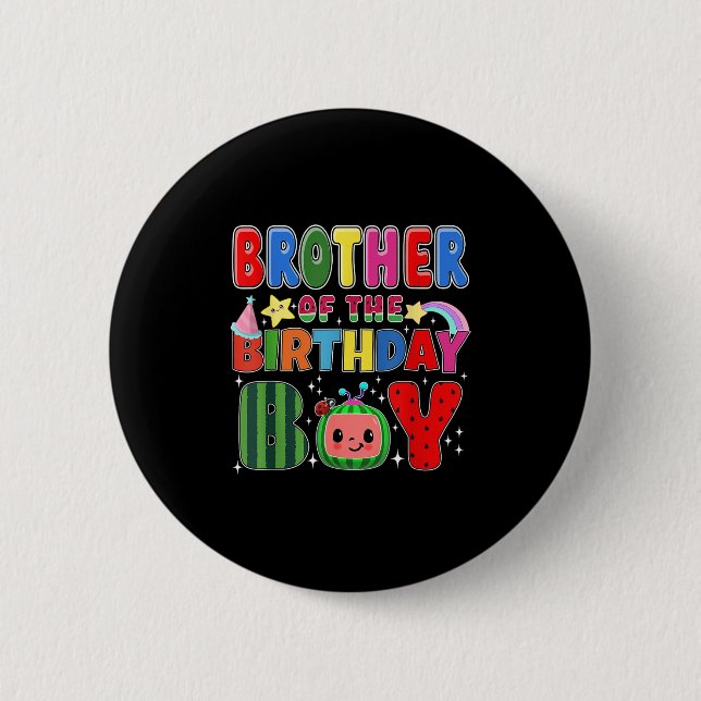 Brother Of The Birthday Boy Melon Family Matching  Button (Front)