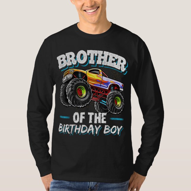 Brother of the Birthday Boy Monster Truck Birthday T-Shirt (Front)