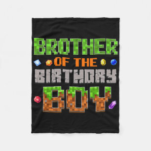 Brother Of The Birthday Boy Party Video Gamer Pixe Fleece Blanket