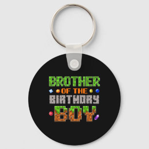 Brother Of The Birthday Boy Party Video Gamer Pixe Keychain