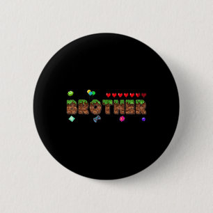 Brother Of The Birthday Boy Pixel Game Matching Fa Button