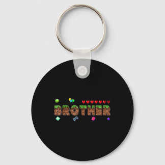 Brother Of The Birthday Boy Pixel Game Matching Fa Keychain
