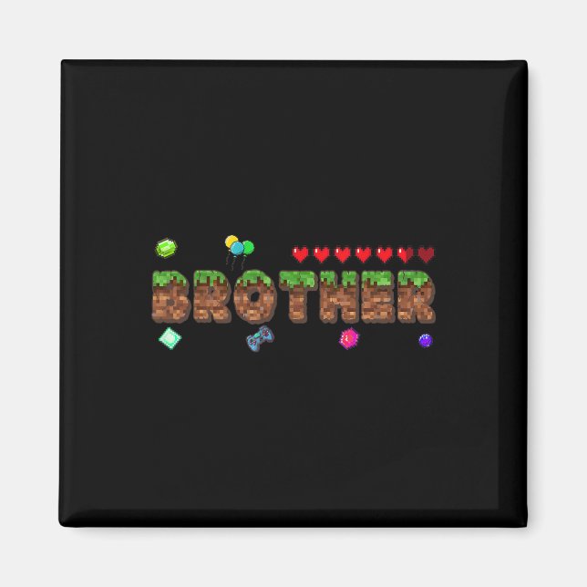 Brother Of The Birthday Boy Pixel Game Matching Fa Magnet (Front)