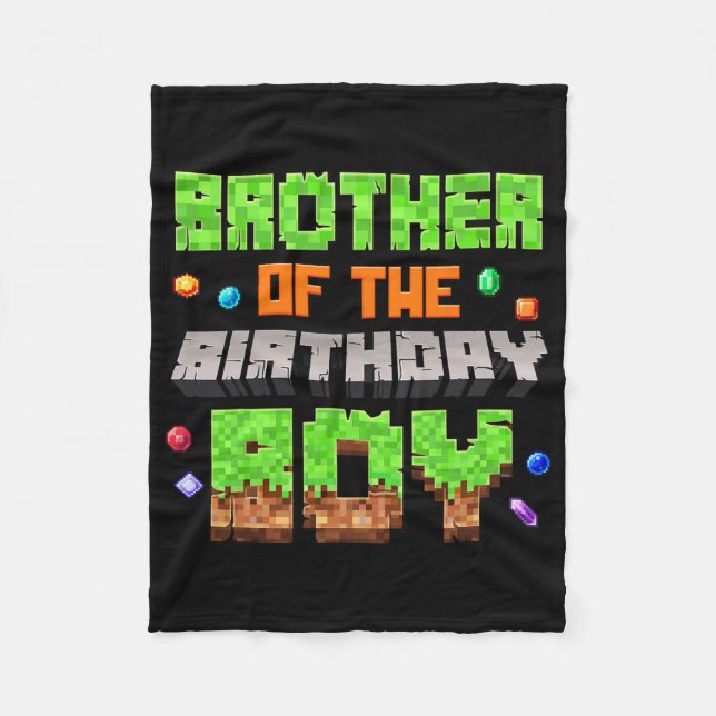 Brother Of The Birthday Boy Pixel Gaming Video Gam Fleece Blanket (Front)