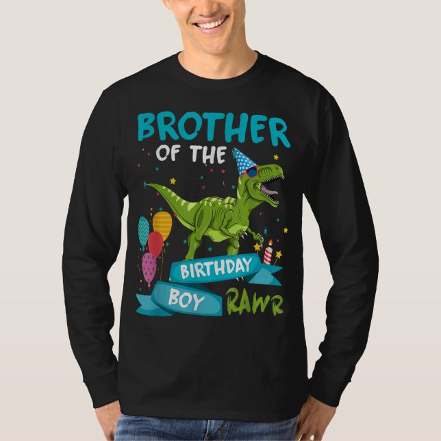 Brother of the Birthday Boy T-Rex Dinosaur Birthda T-Shirt (Front)