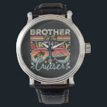 Brother of the Birthday Cruiser Vacation Vintage Watch<br><div class="desc">Brother of the Birthday Cruiser Vacation Funny Crew Graphic design Gift Men's Vintage Black Leather Strap Watch Classic Collection.</div>