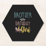 Brother Of The Birthday Girl Brother Gifts Unicorn Paper Coaster<br><div class="desc">Brother Of The Birthday Girl Brother Gifts Unicorn Birthday T-Shirt</div>