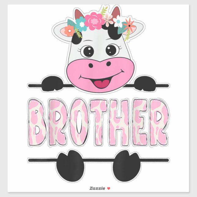 Brother Of The Birthday Girl Cow Family Party _1 Sticker (Sheet)