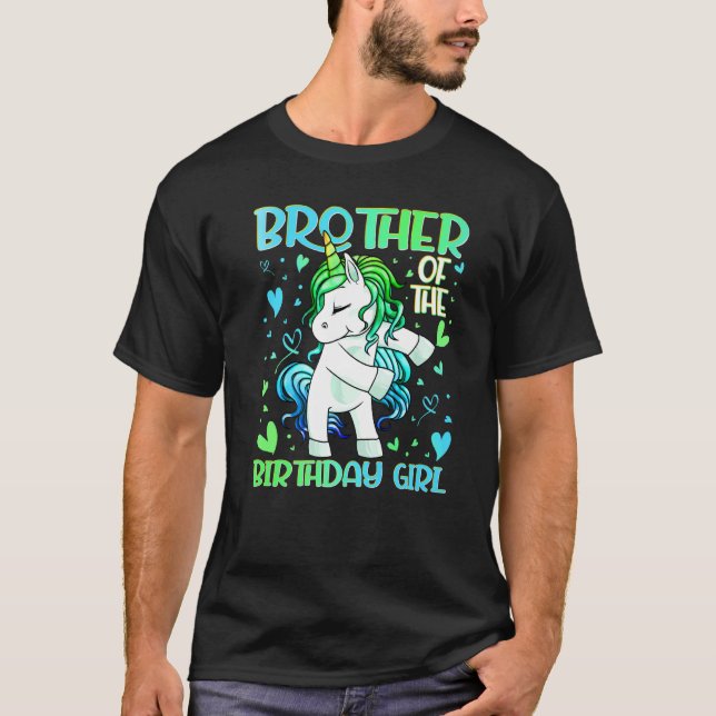 Brother of the Birthday Girl Flossing Unicorn Brot T-Shirt (Front)