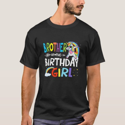 Brother Of The Birthday Girl Funny Dabbing Unicorn T_Shirt