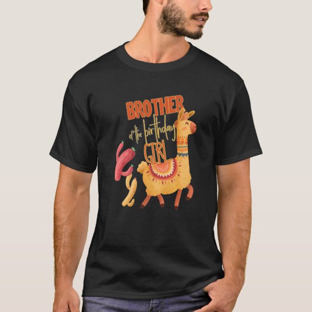 Brother Of The Birthday Girl Llama Theme Matching  T-Shirt (Front)