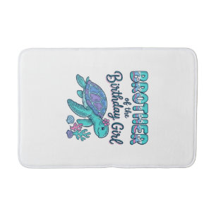 Brother of the Birthday Girl Sea Turtle Shirt Desi Bath Mat