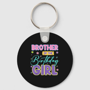 Brother Of The Birthday Girl Vintage Floral Birthd Keychain