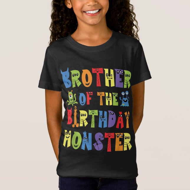 Brother Of The Birthday Monster Alien Kid B-day Pa T-Shirt (Front)