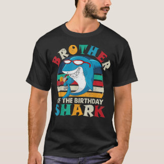 Brother Of The Birthday Shark Funny Retro Brother T-Shirt