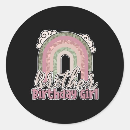 Brother Of The Bithday Rainbow Leopard Classic Round Sticker