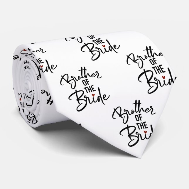 Brother of the Bride Black and White Neck Tie (Rolled)