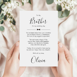 Brother Of The Bride Personalized Wedding Message  Invitation