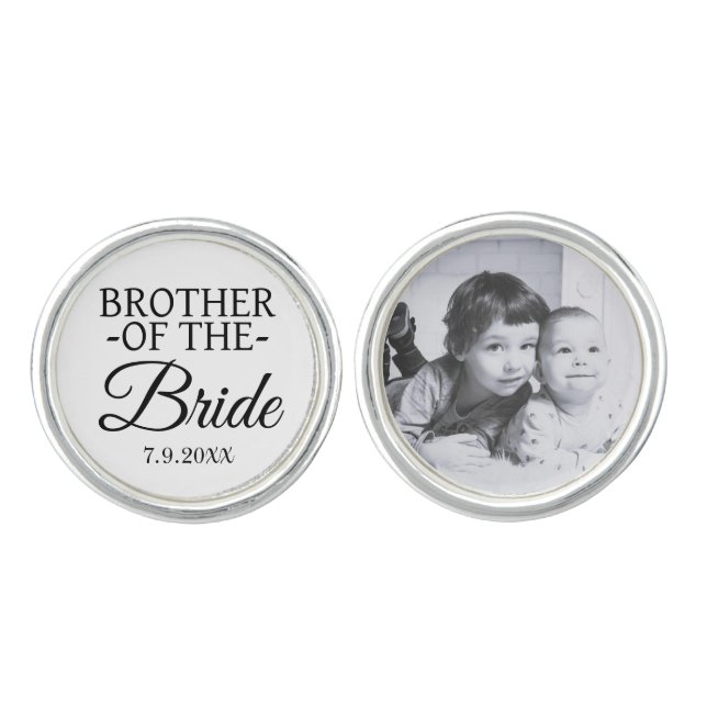 Brother of the Bride Personalized Wedding Photo Cufflinks (Front)