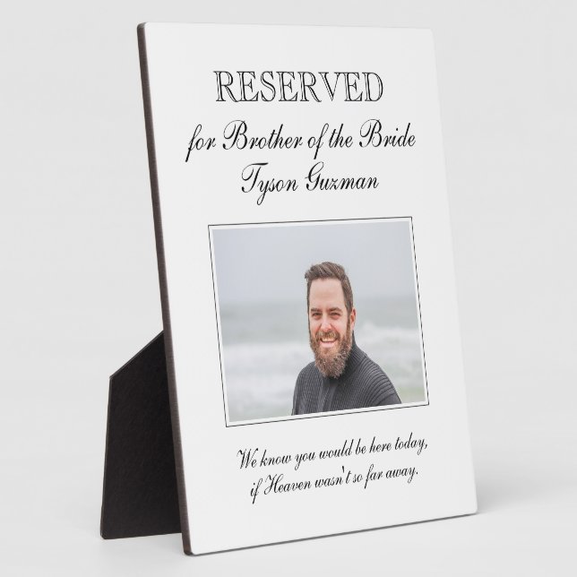 Brother of the Bride Photo Memorial Seat Wedding Plaque (Side)
