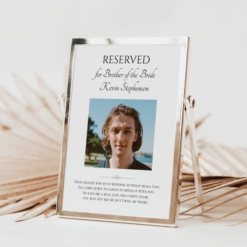 Brother of the Bride Photo Save A Seat Memorial Poster