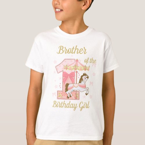 Brother of the First Birthday Girl Carousel  T_Shirt