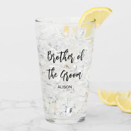 Brother of the Groom Wedding Black White Glass Cup