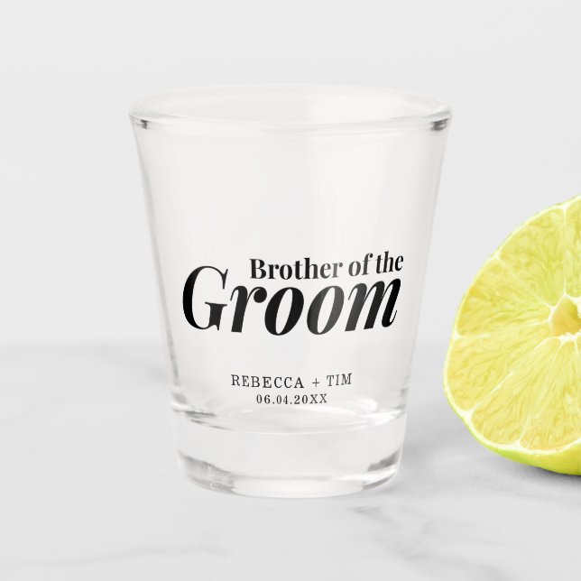Brother of the Groom Wedding Favor  Shot Glass (Front)