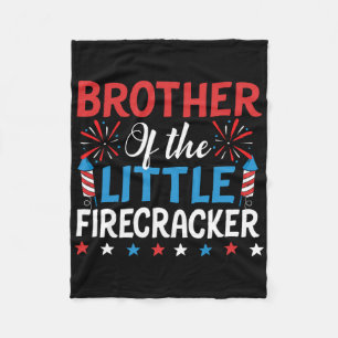Brother Of The Little Firecracker Shirt 4th Of Jul Fleece Blanket
