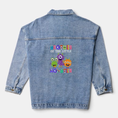 Brother Of The Little Monster Birthday Party Famil Denim Jacket