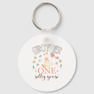 Brother of the one silly goose 1st birthday girl keychain
