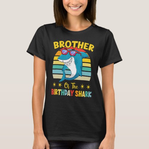 Brother Of The Shark Birthday Family Birthday Litt T_Shirt