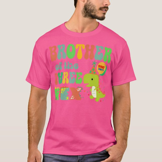 Brother Of The Three Rex Birthday Dinosaur Family  T-Shirt (Front)