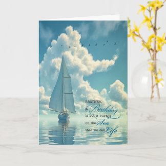 Brother on His Birthday Sail Boat Nautical Theme Card