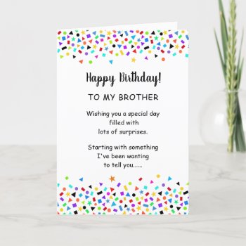 Brother Or Sister Funny Birthday Confetti Greeting Card by Zigglets at Zazzle