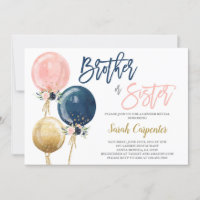 Brother or Sister Gender Reveal invitation