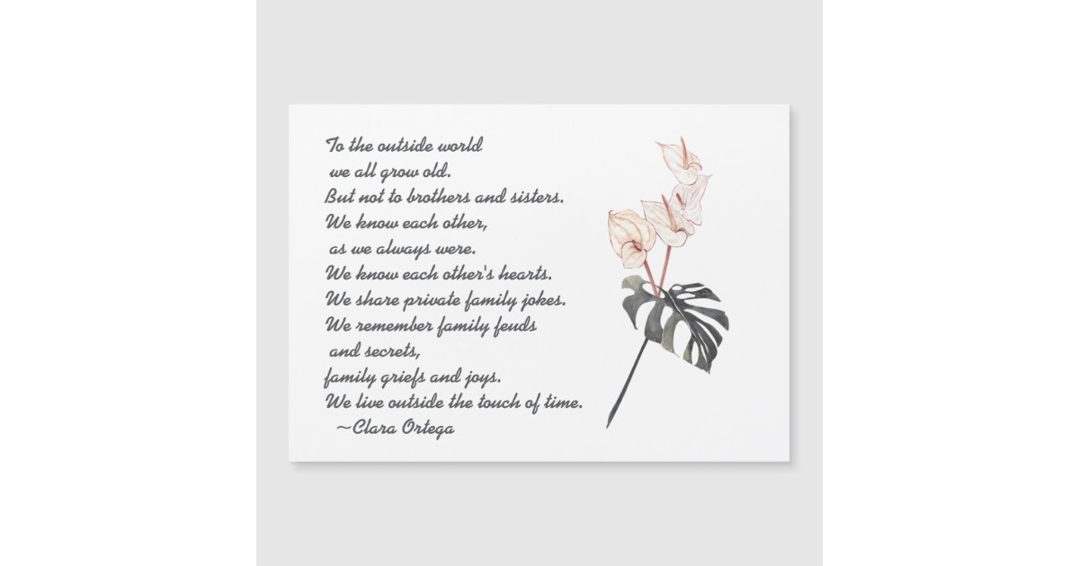 Brother or Sister Sentimental Poem Black and Pink | Zazzle