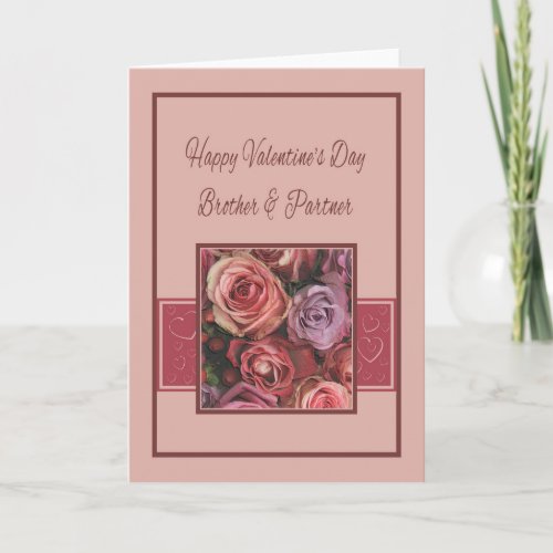 Brother  Partner Happy Valentines Day Roses Holiday Card