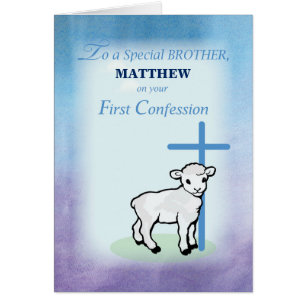 Brother Personalize Name Custom First Confession Cards