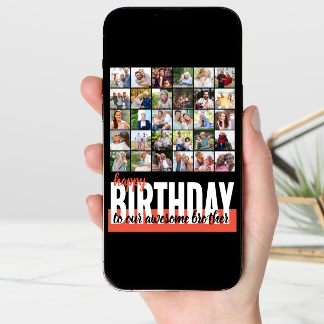 Brother Photo Collage 31 Picture Happy Birthday Card (Front Digital)