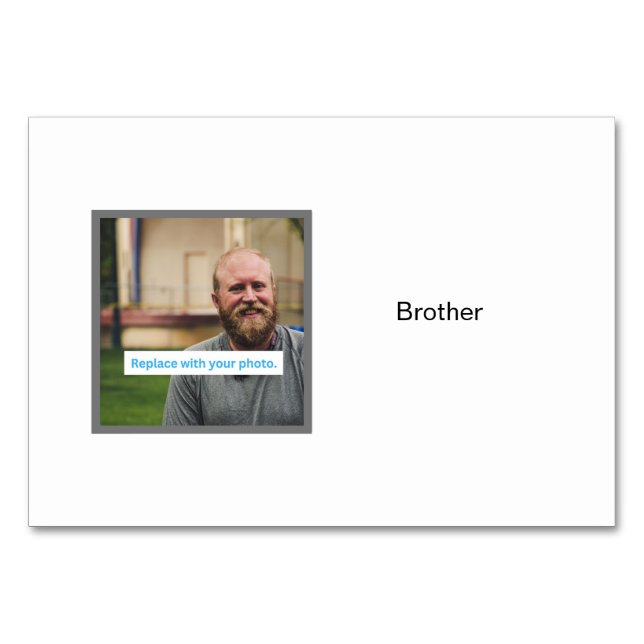 Brother Photo on Personalized Family Flashcards Table Number (Front)